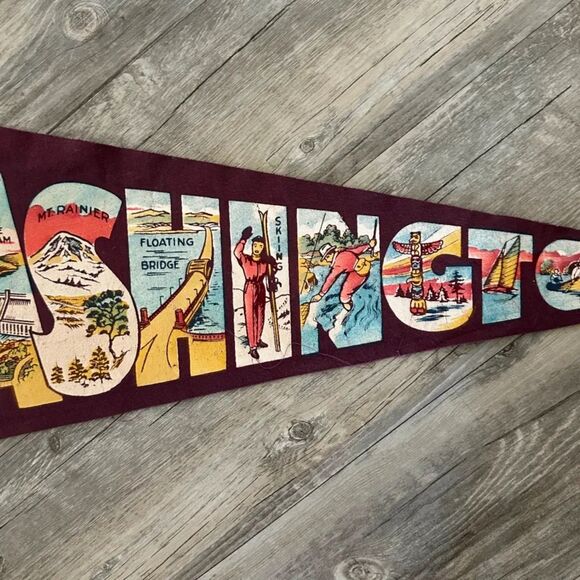 Vintage 1950s Washington Souvenir Pennant Flag - Picture 3 of 5